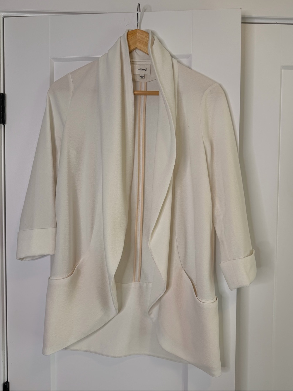 Wilfred Cream Open-Front Draped Blazer